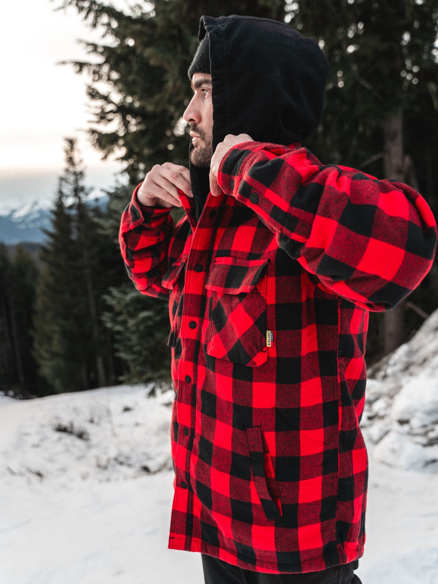 blaklader-flannel-jacket-veste-travail-rouge-doubl-e-hiver image 4