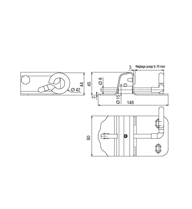 devismes-sabot-de-portail-r-glable-visser-25-70-mm image 2