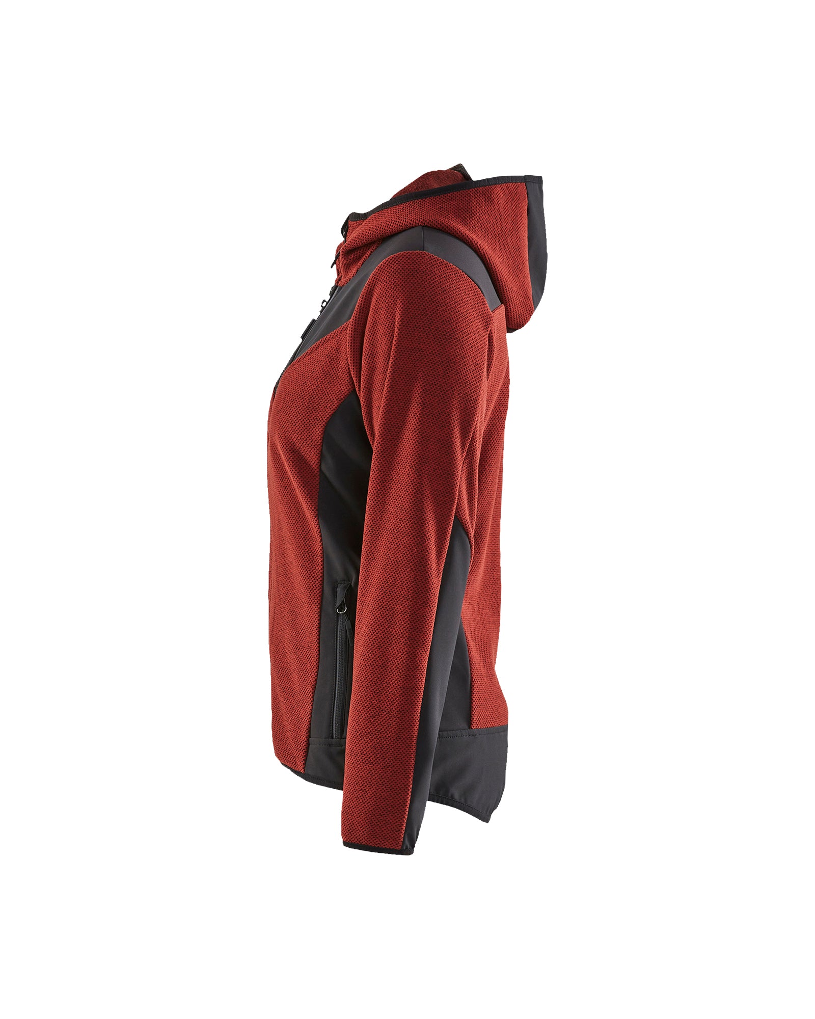 blaklader-veste-tricot-polaire-femme-rouge-noir-capuche image 4