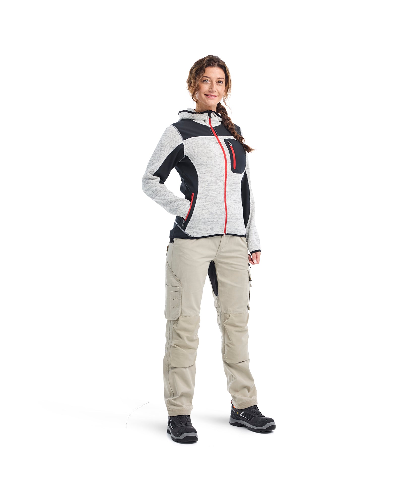 blaklader-knitted-jacket-femme-gris-chin-noir-capuche image 8