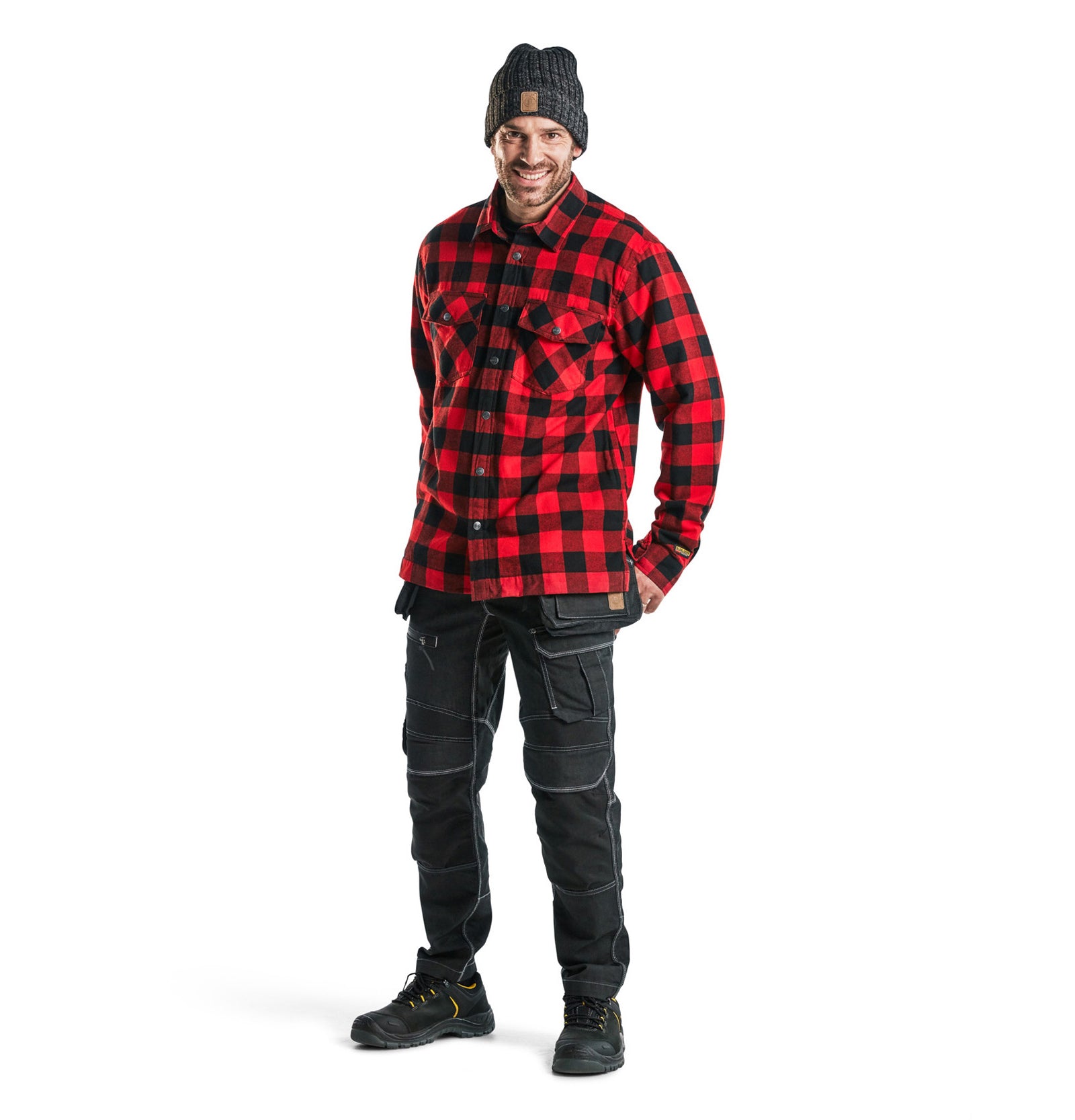 blaklader-flannel-jacket-veste-rouge-matelass-e-doubl-e-polaire image 5