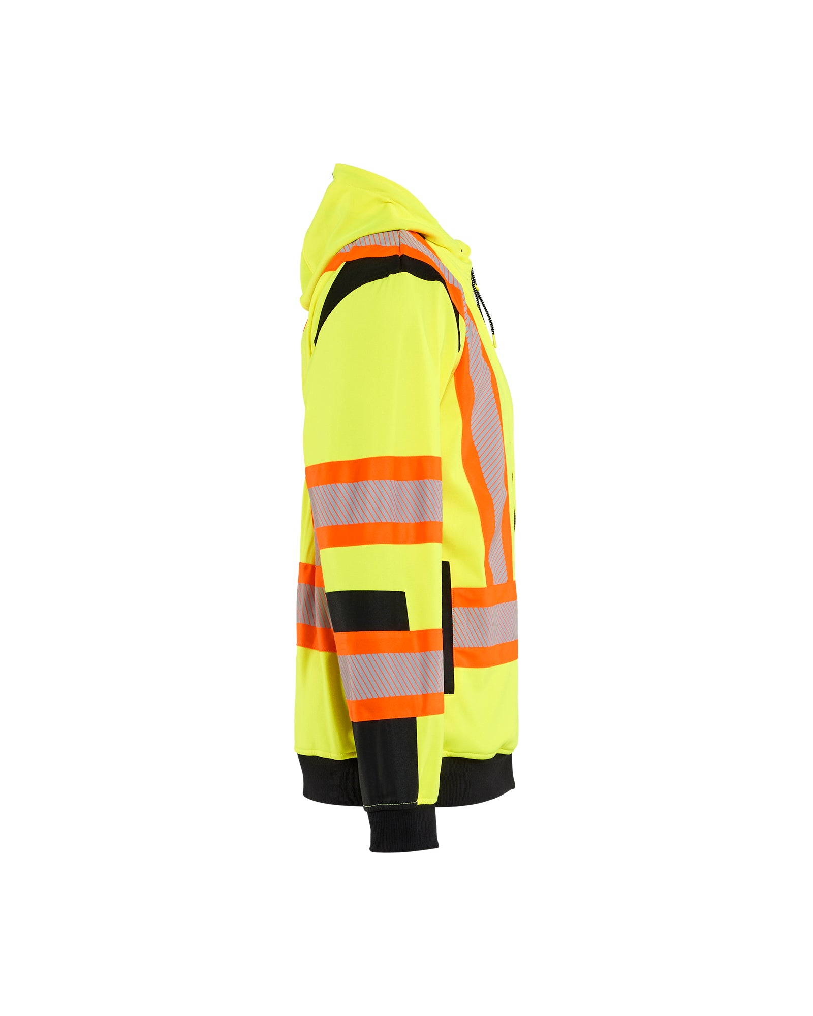 blaklader-hi-vis-full-zip-hoodie-sweat-zipp-jaune-noir image 3