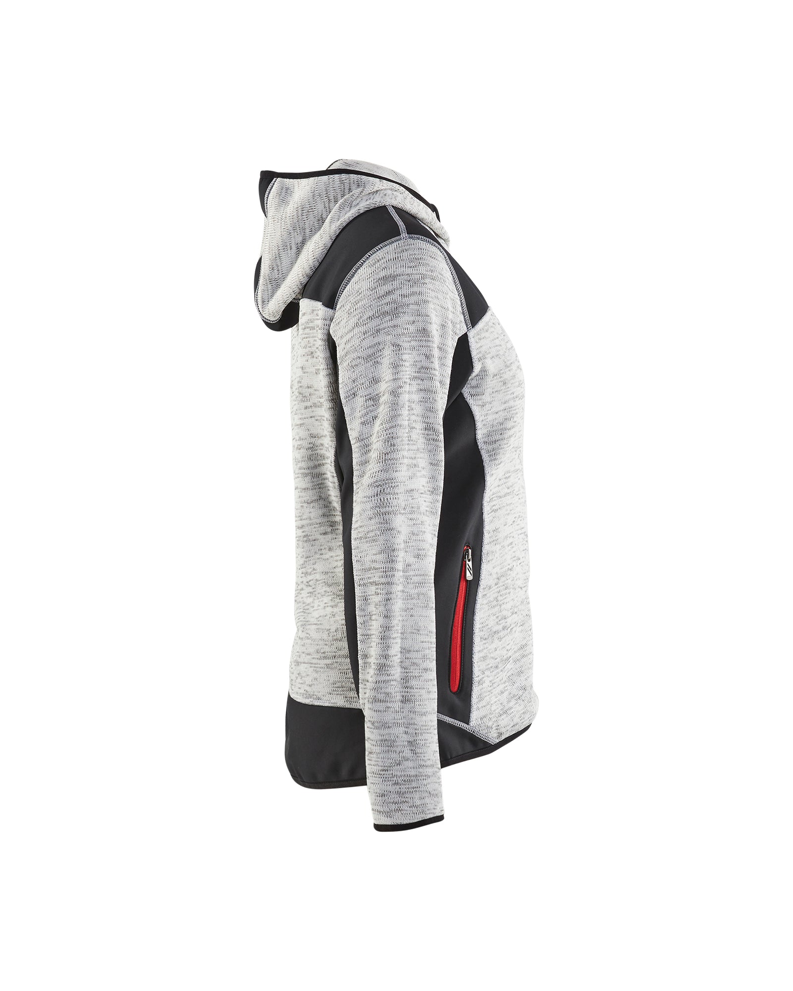 blaklader-knitted-jacket-femme-gris-chin-noir-capuche image 3