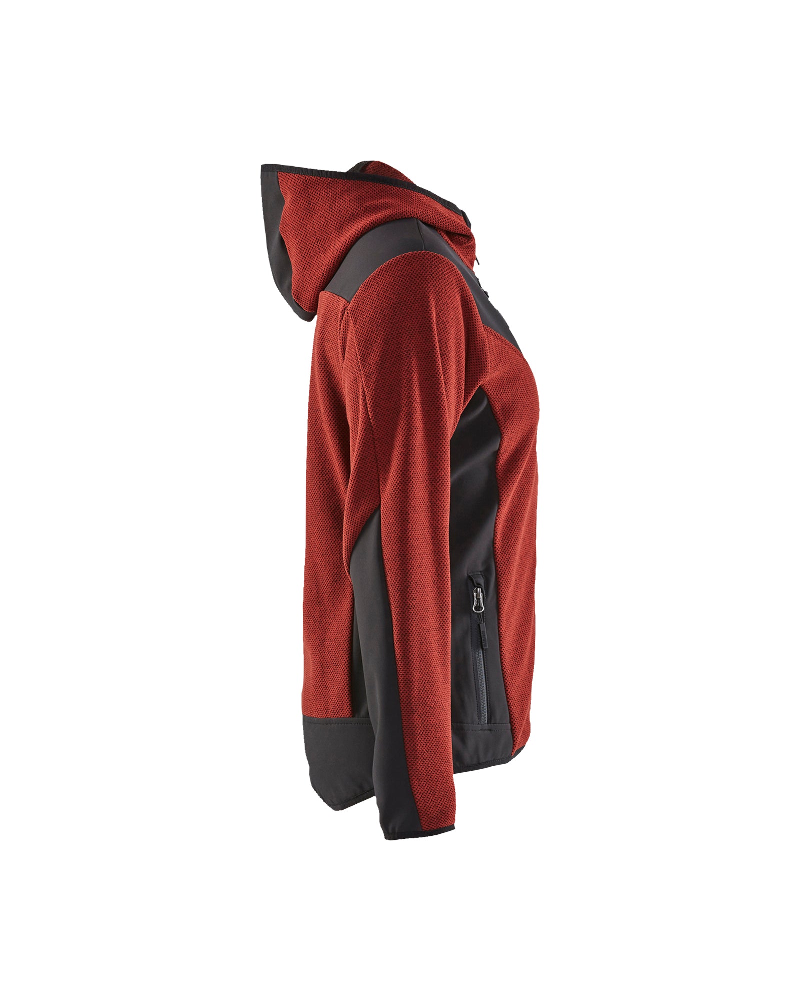 blaklader-veste-tricot-polaire-femme-rouge-noir-capuche image 3