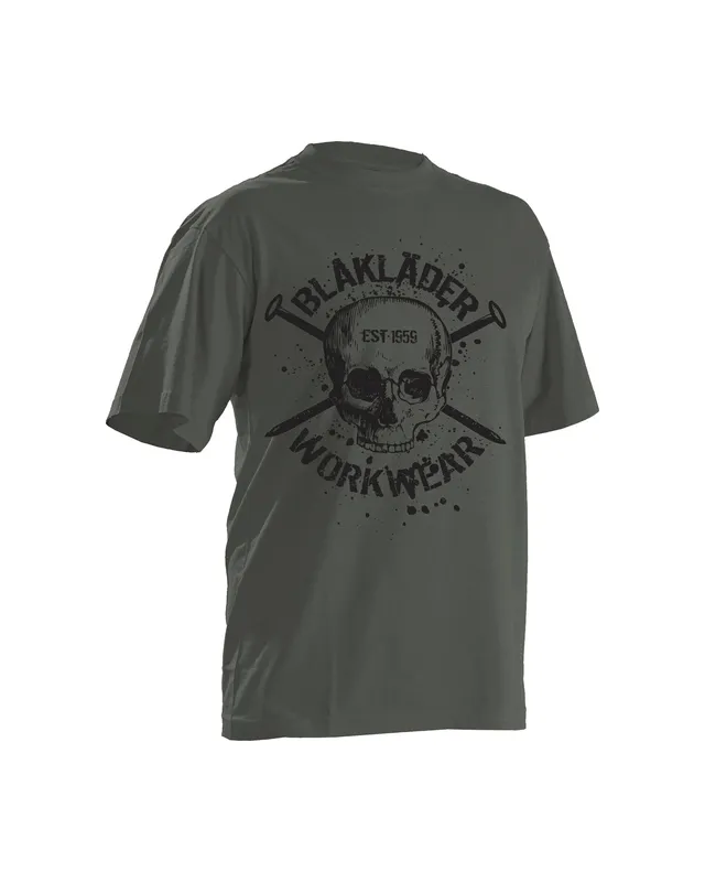 blaklader-skull-t-shirt-vert-antique-moss-t-te-de-mort image 1