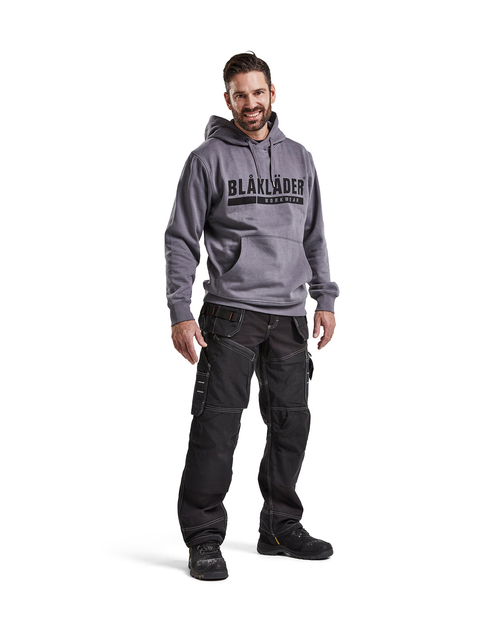 blaklader-hoodie-sweat-capuche-gris-coton-poche image 5