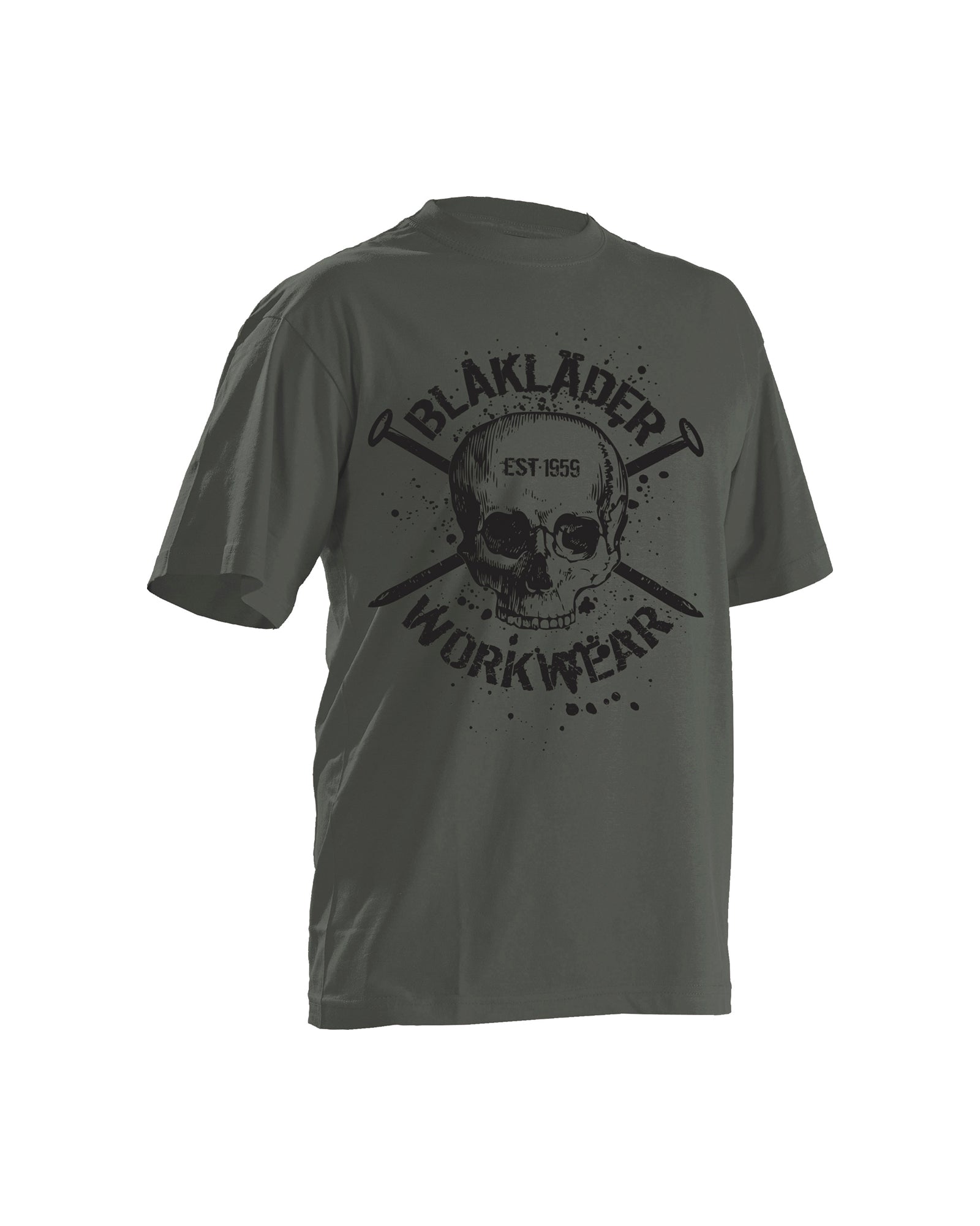 blaklader-skull-t-shirt-vert-antique-moss-t-te-de-mort image 1